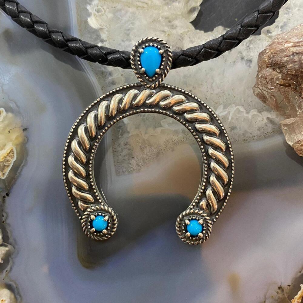 Carolyn Pollack Southwestern Style Sterling Turquoise Decorated Naja Pendant